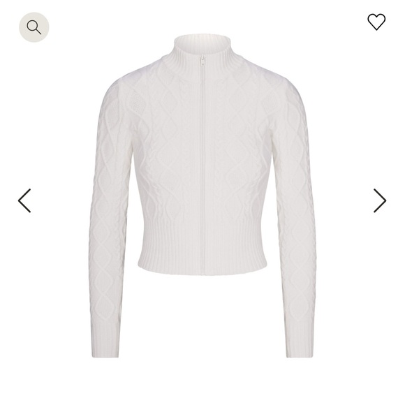 SKIMS SWEATER KNIT ZIP UP MARBLE WHITE SMALL NWT